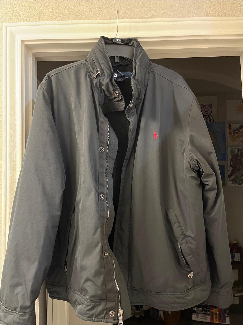 Vintage poloRalph Lauren Men’s bomber black fleece lined hide hood windbreaker